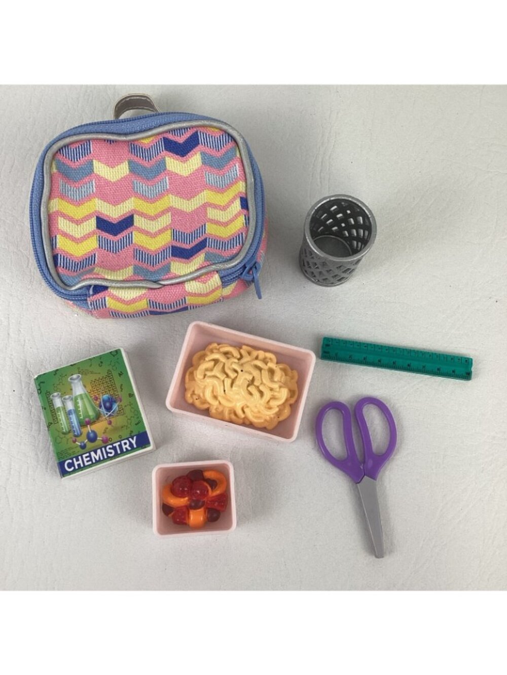 Our Generation Lunch Box School Toiletry Bag Play Food Chemistry Book 18" Doll - Picture 3 of 7